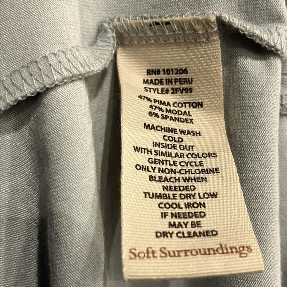 Soft Surroundings Mykonos Dress Midi Pearl Blue Stretch Knit - Picture 6 of 6